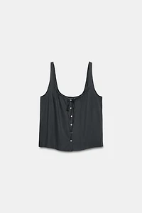 TOP EN POPELINE À BOUTONS