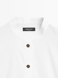 Stand collar shirt with gold buttons