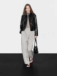 Cropped nappa leather jacket