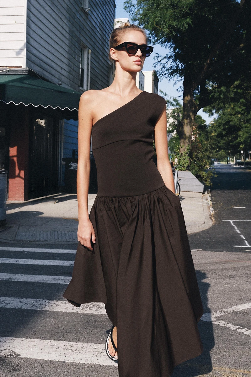 ROBE ASYMÉTRIQUE BIMATIÈRE