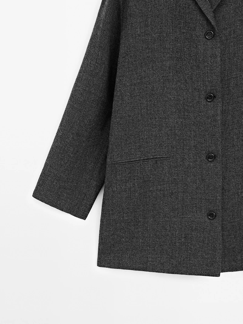 Manteau laine mi-long avec col à revers