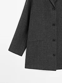 Manteau laine mi-long avec col à revers