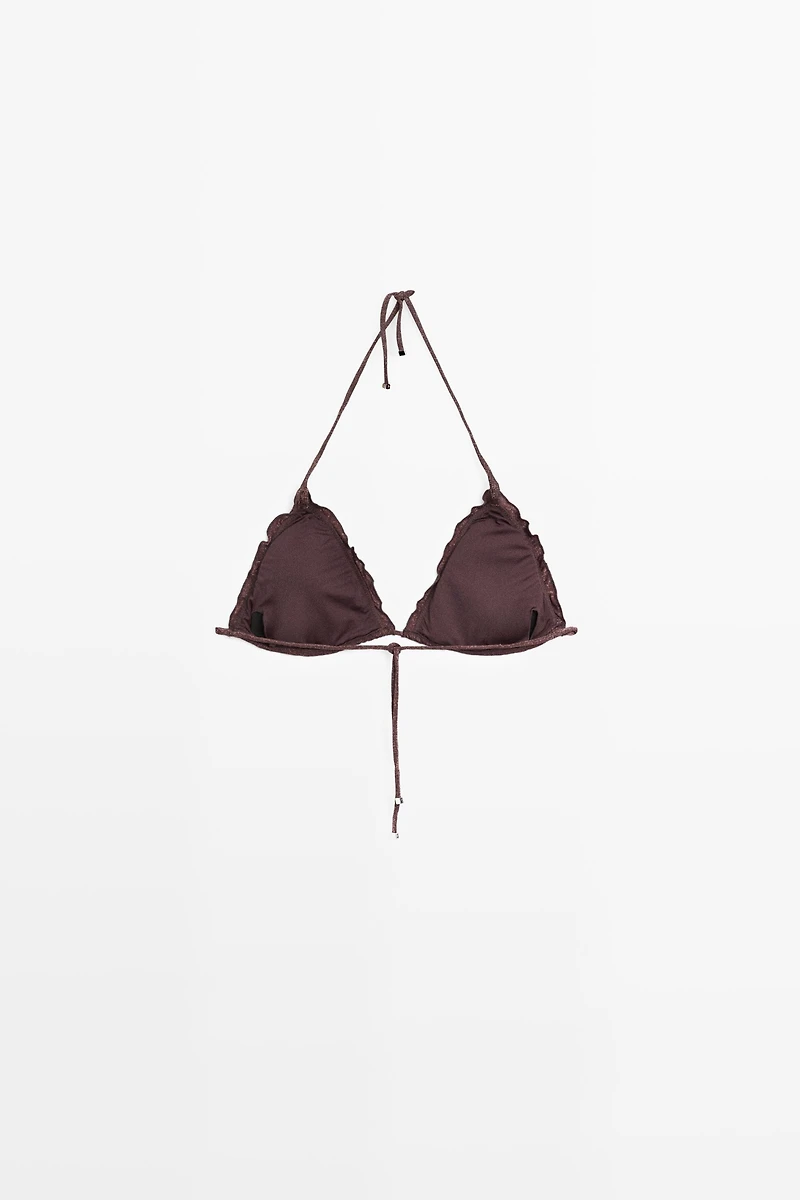 Haut de bikini volanté brillant