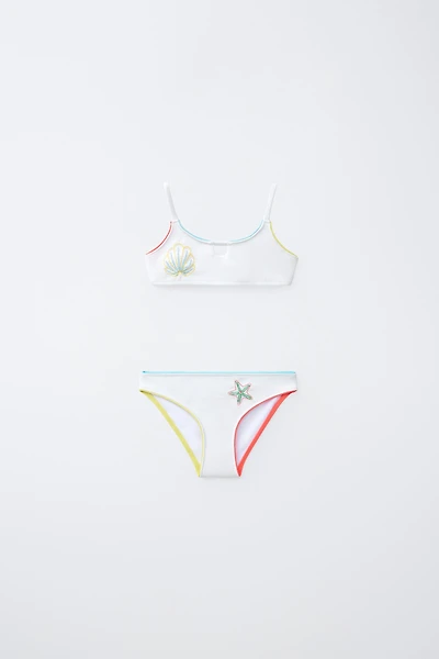 NAUTICAL EMBROIDERED BIKINI (6-14 YRS)