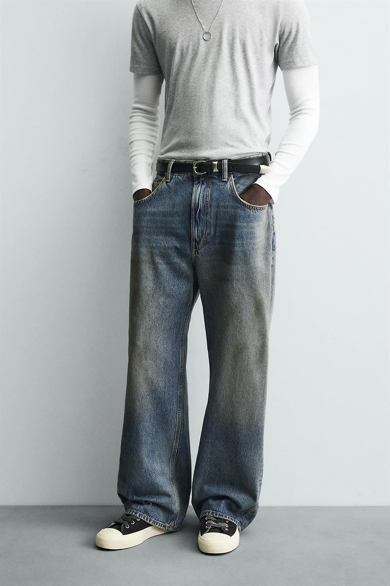 VINTAGE EFFECT BAGGY FIT JEANS