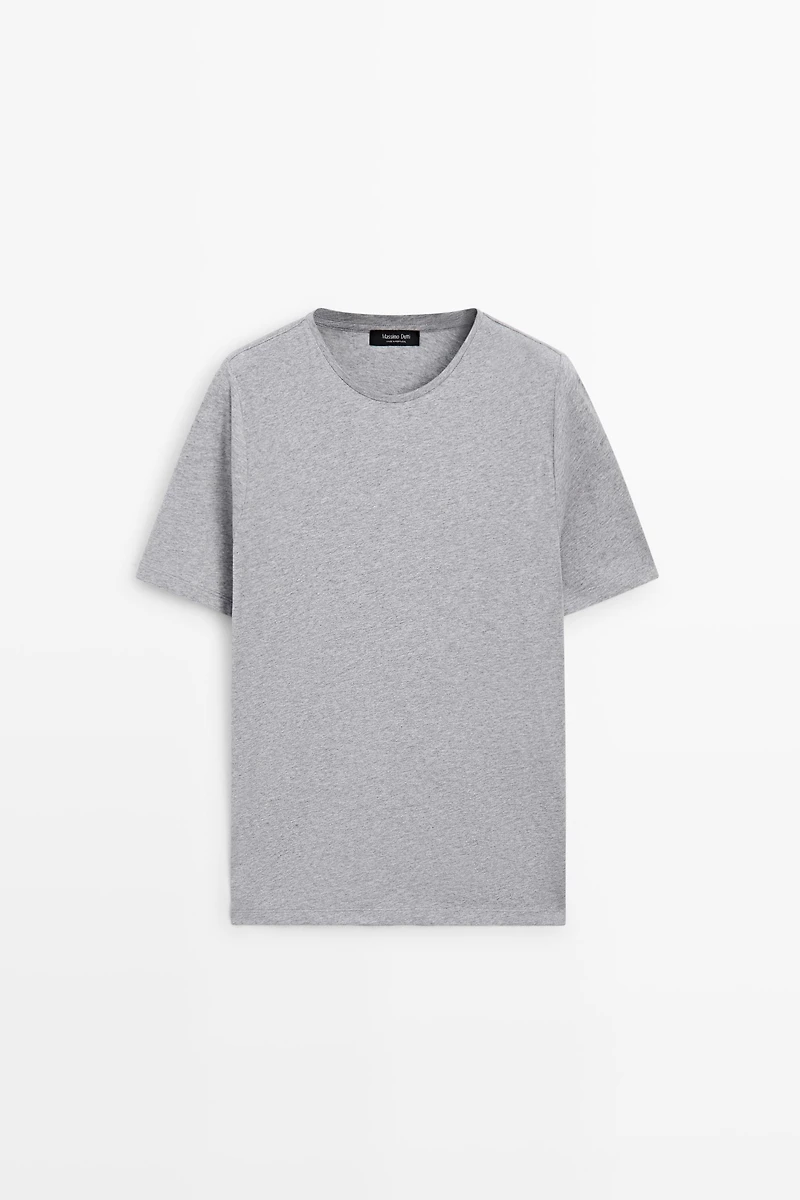 Short sleeve melange cotton T-shirt