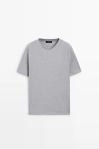 Short sleeve melange cotton T-shirt
