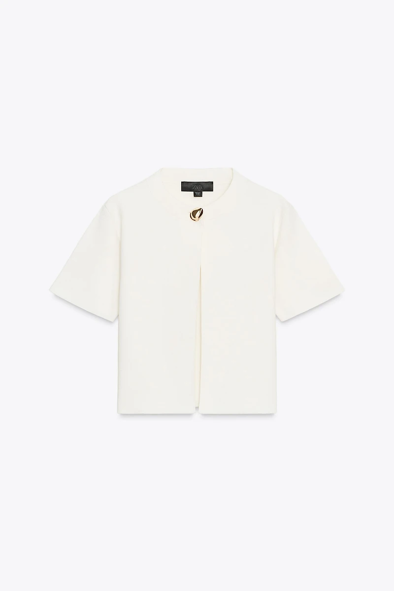 SHORT SLEEVE KNIT CARDIGAN