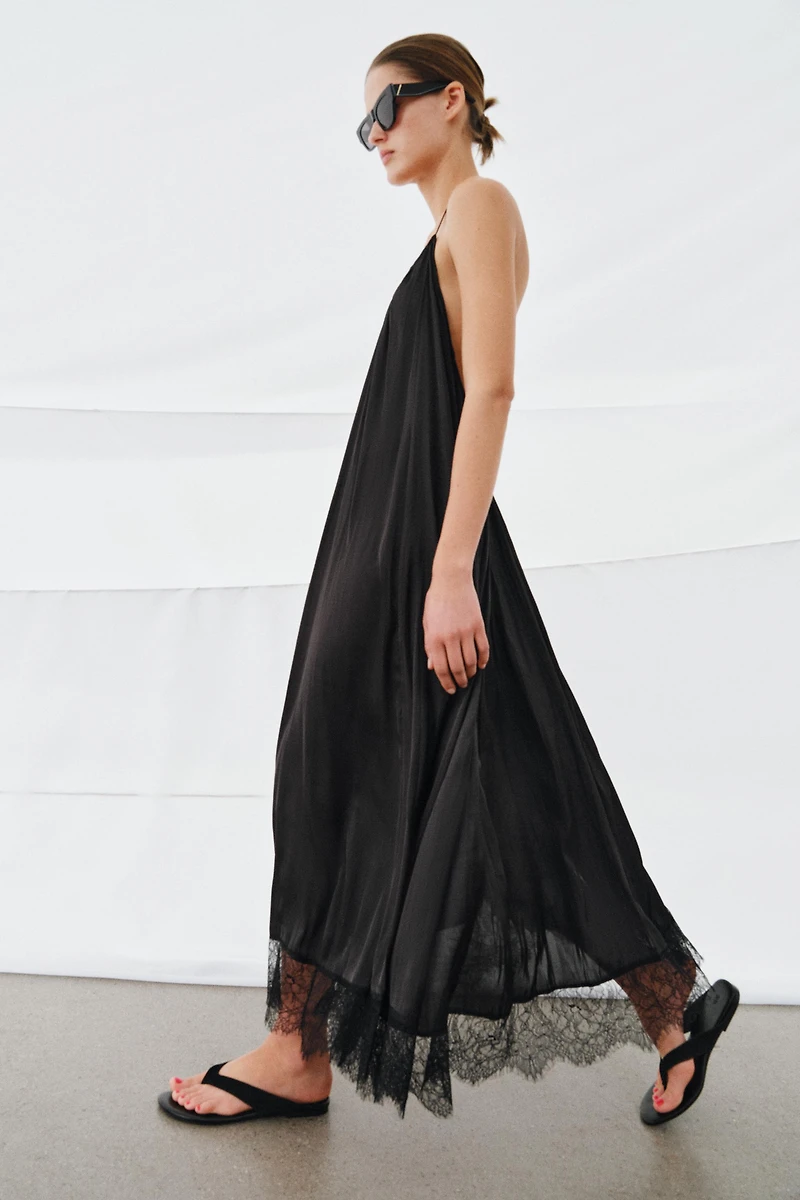 ZW COLLECTION SATIN LACE HALTER DRESS