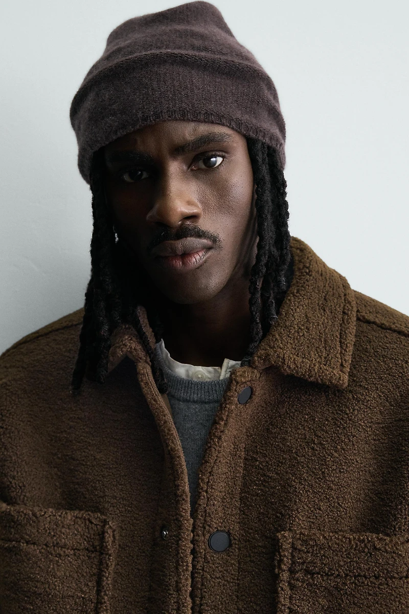 FAUX SHEARLING OVERSHIRT WITH POCKETS