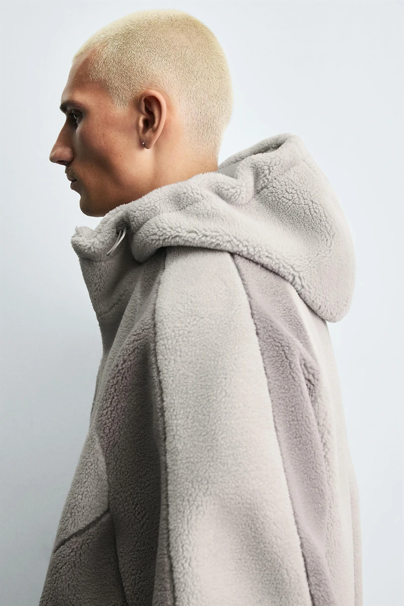 COLOR BLOCK FLEECE EFFECT JACKET