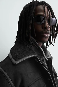 DOUBLE FACED FAUX SUEDE JACKET