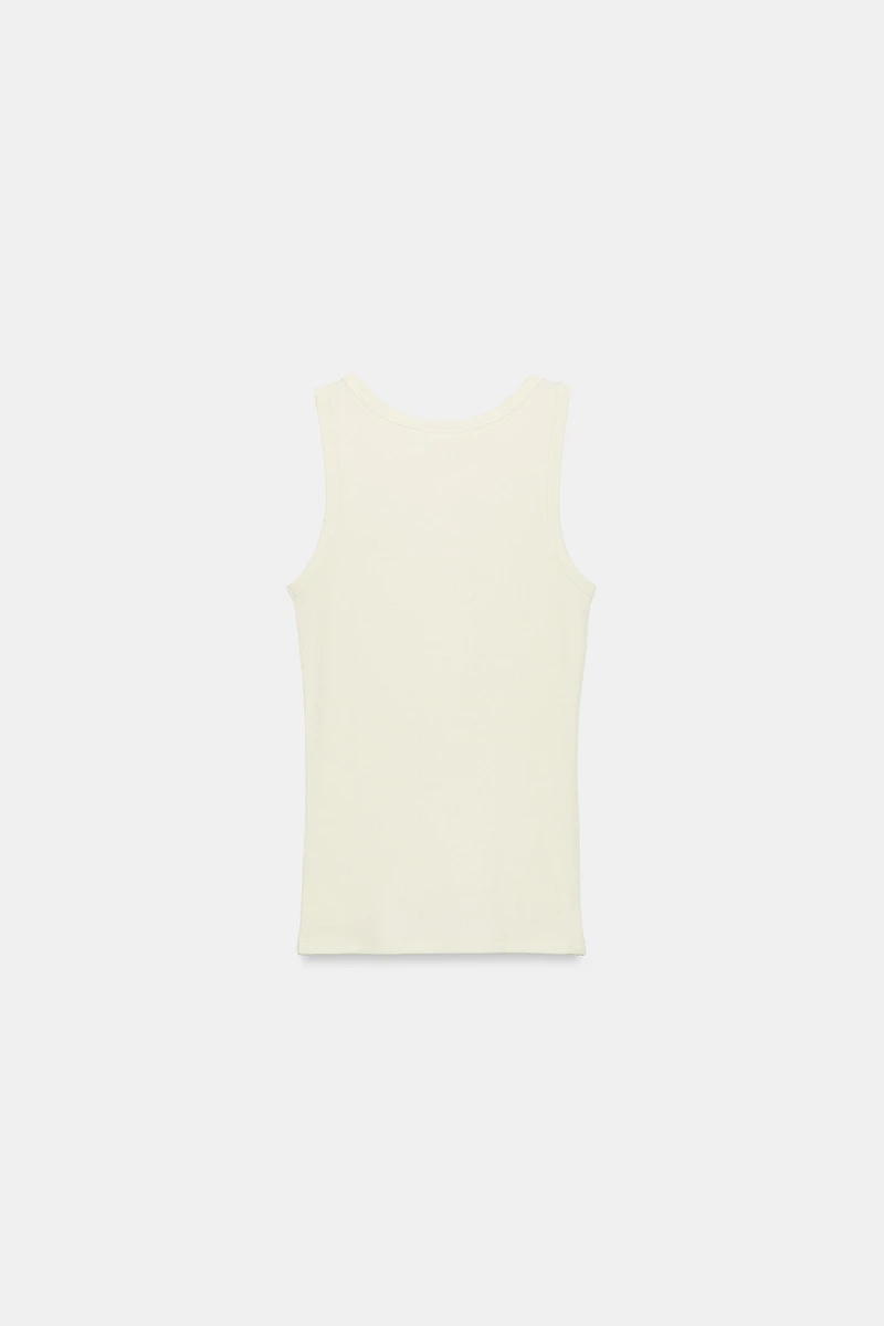 LINEN BLEND BUTTON-FRONT T-SHIRT