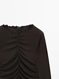 T-shirt manches longues froncé