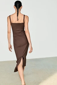 Cotton blend strappy midi dress
