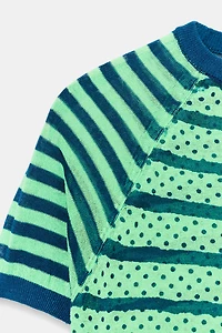 STRIPED POLKA DOT KNIT TOP
