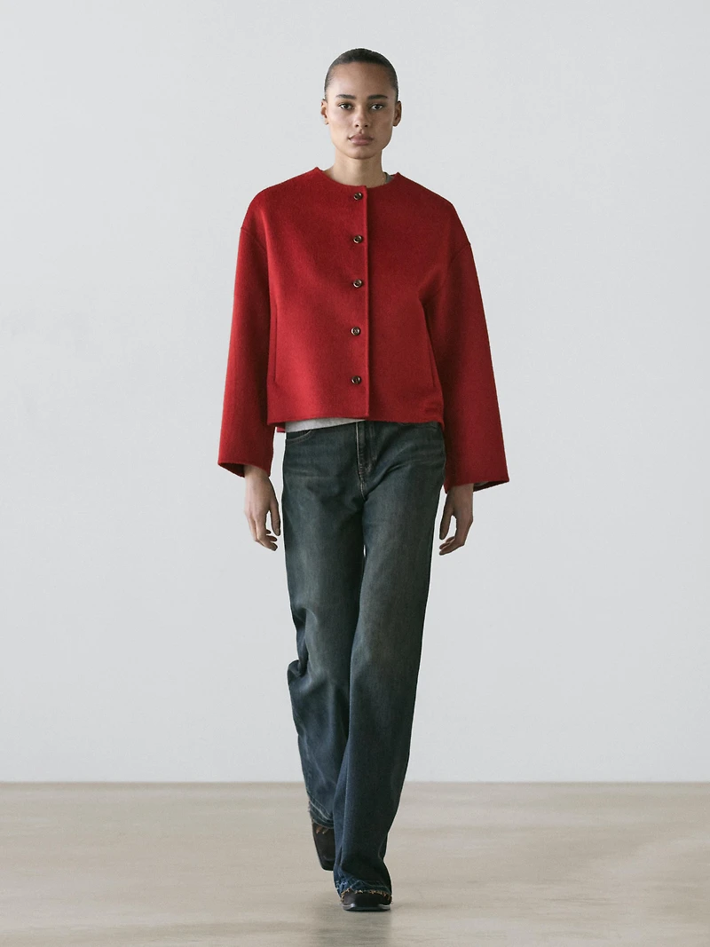 Veste coutures en laine mélangée