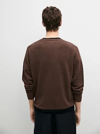 Pull en maille 100 % lin à col rond