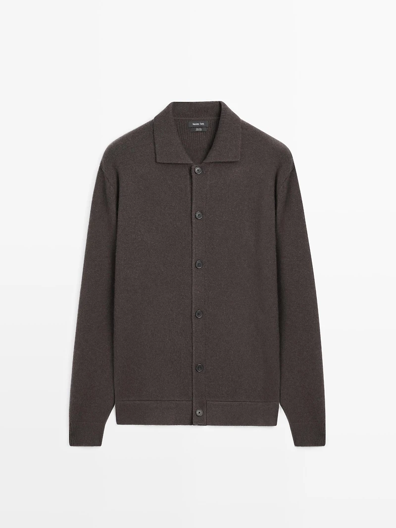 Cardigan en laine à col polo