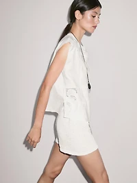 Cotton blend knit shorts
