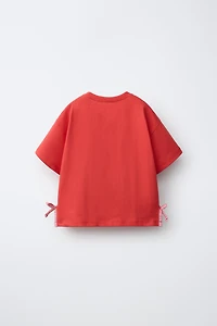 CROCHETED FLOWER KNIT T-SHIRT