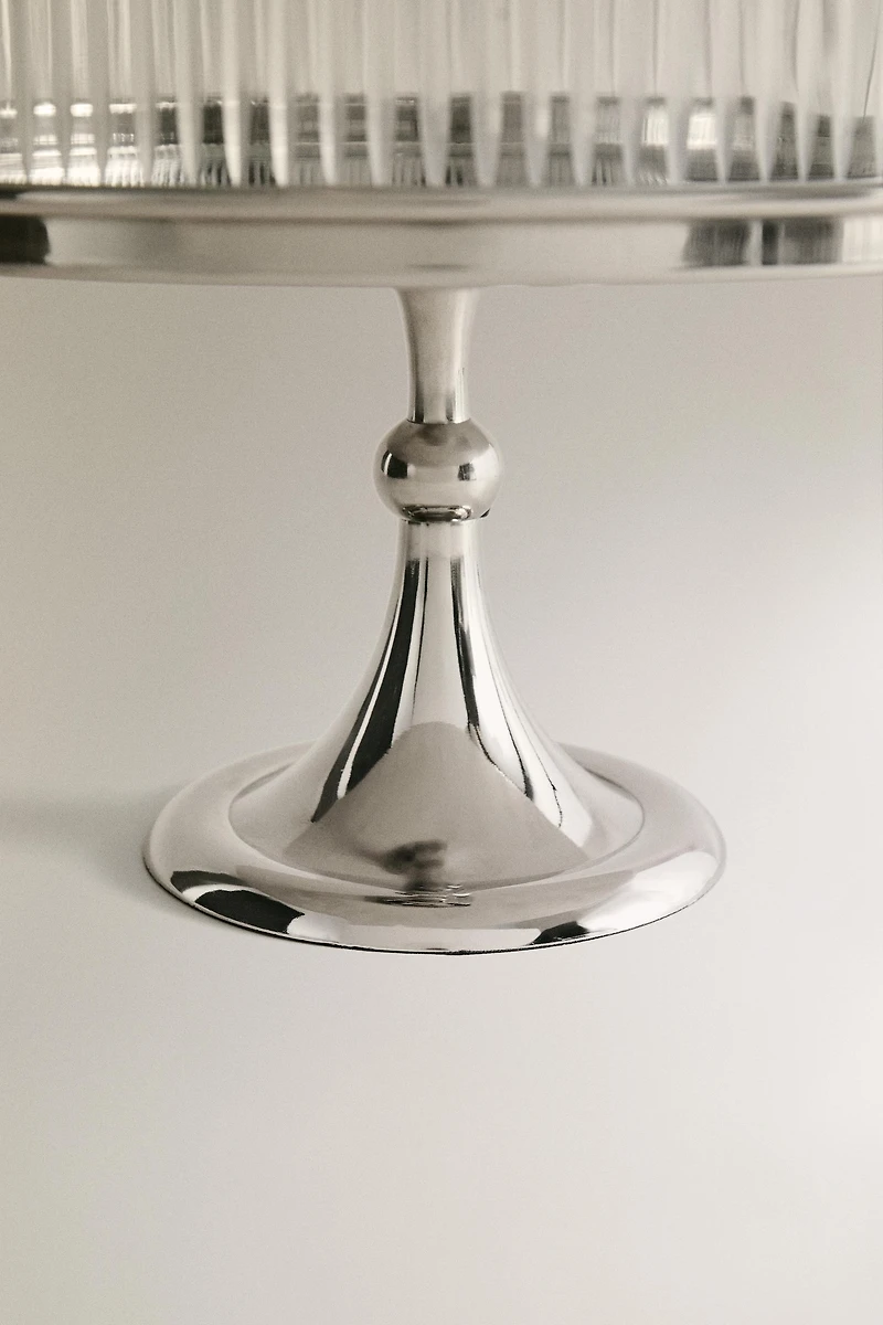 METAL GLASS CAKE DISH