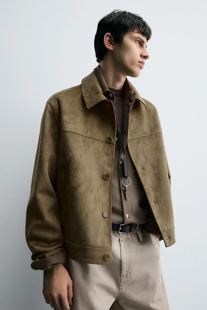 VESTE EFFET DAIM REGULAR FIT
