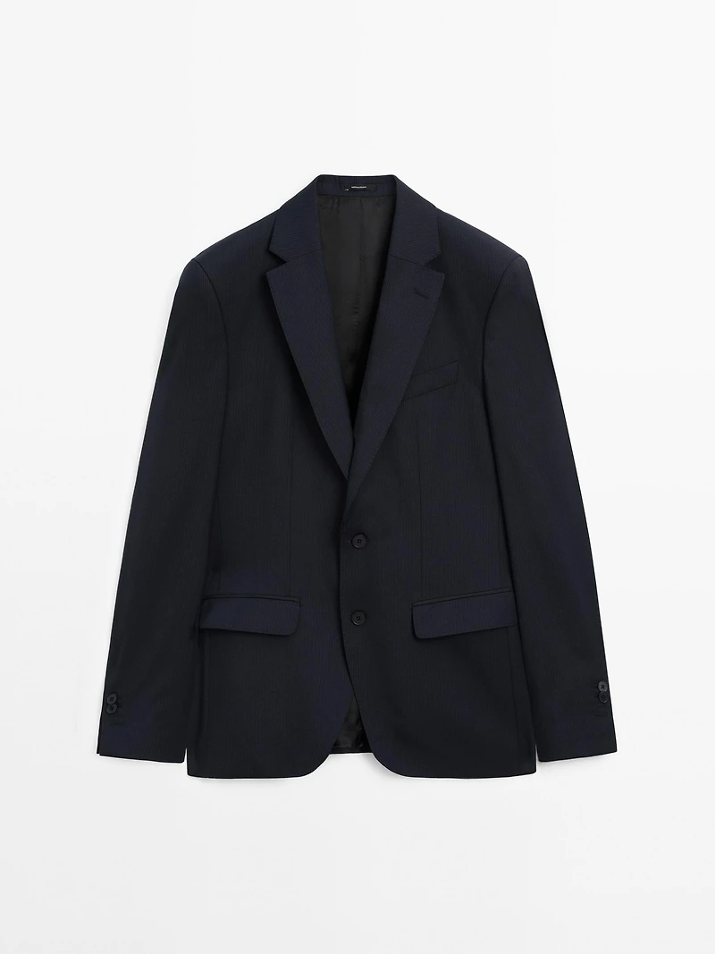 Pinstripe wool suit blazer