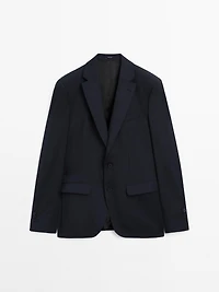 Pinstripe wool suit blazer
