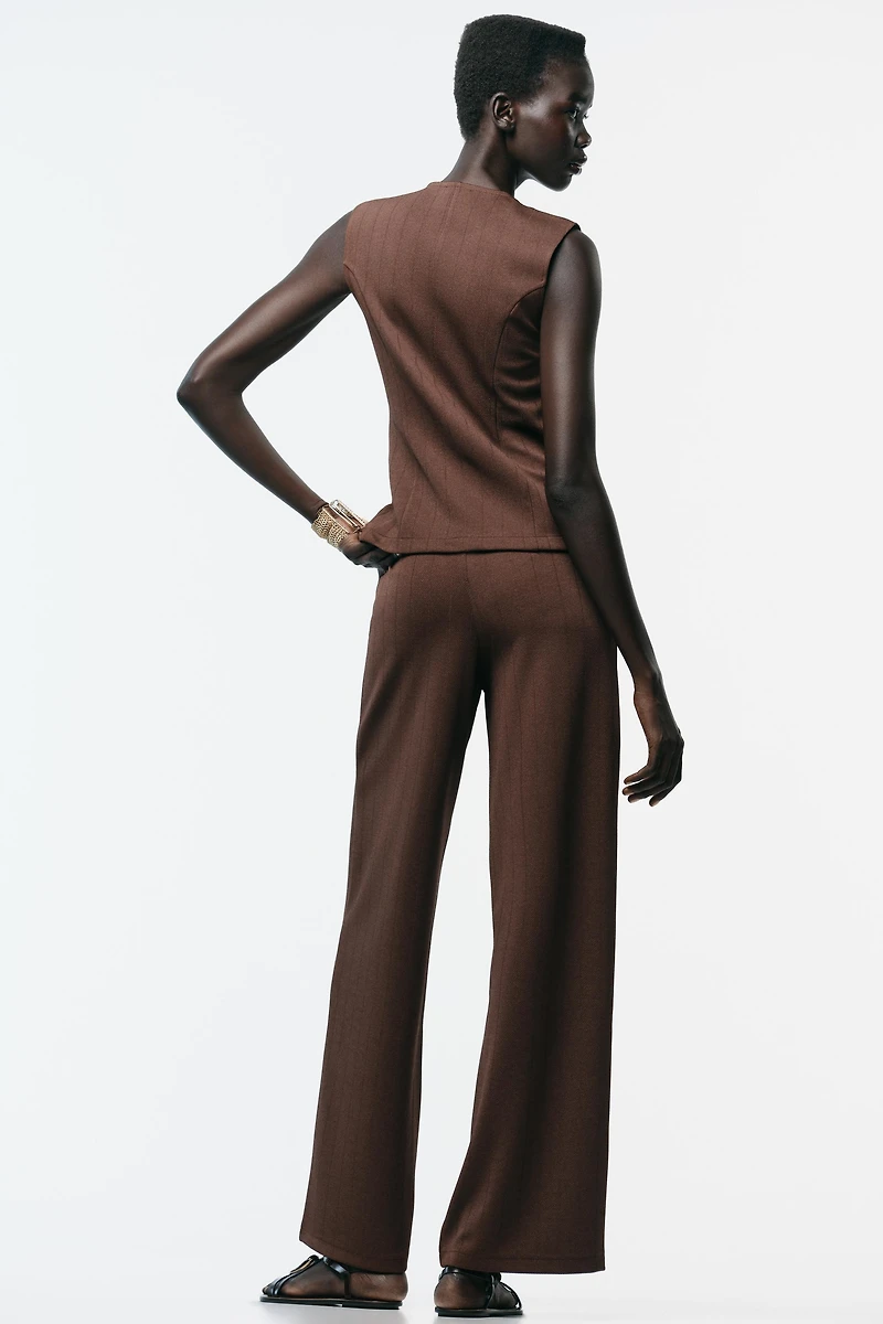 TWILL WIDE LEG PANTS