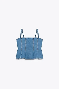 TOP Z1975 EN JEAN À BRETELLES