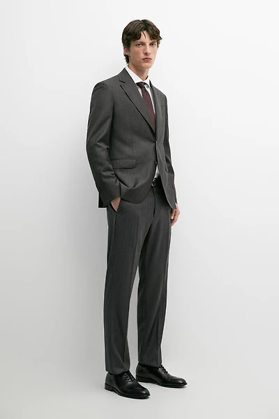 Pantalon de costume à rayures 100 % laine