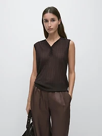 Semi-sheer flowing polo shirt