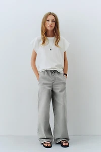 WIDE LEG DRAWSTRING JEANS