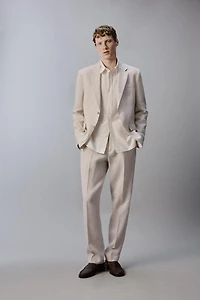 100% LINEN PLEATED SUIT PANTS