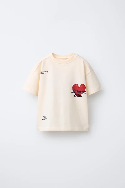 HEART AND TEXT PRINTED T-SHIRT