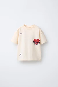 HEART AND TEXT PRINTED T-SHIRT