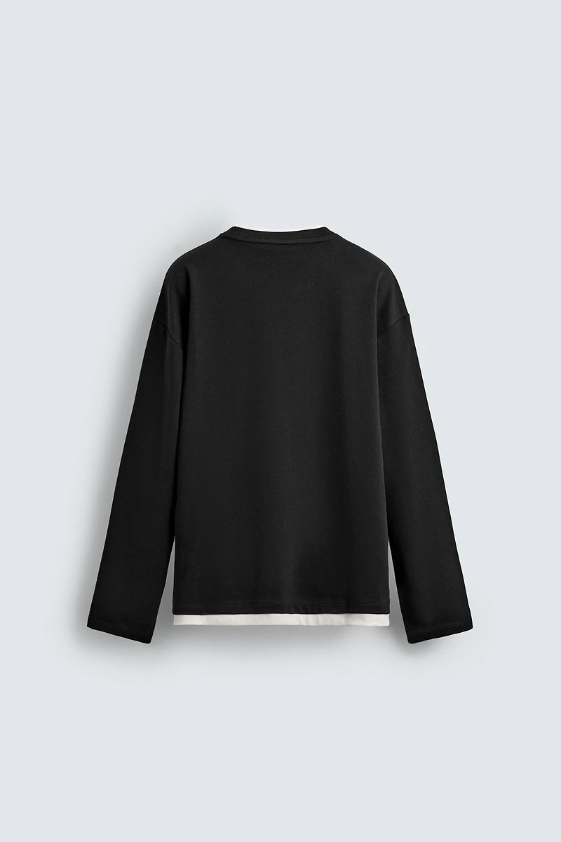 CONTRASTING DOUBLE TRIM T-SHIRT