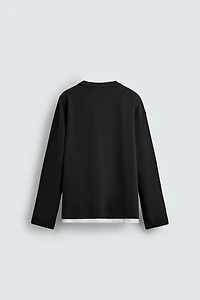 CONTRASTING DOUBLE TRIM T-SHIRT