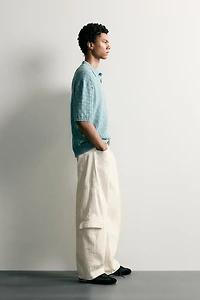 WASHED CHECK KNIT POLO SHIRT
