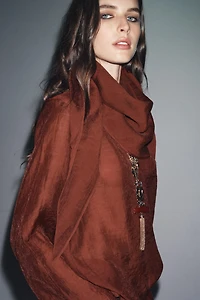 FLOWY BLOUSE WITH MULTI-POSITION SCARF ZW COLLECTION