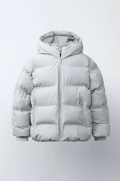 WATER REPELLENT PUFFER COAT WITH LABEL