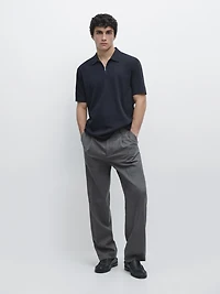 Short sleeve polo shirt with zip detail