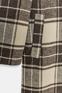 EXTRA LONG PLAID WOOL COAT