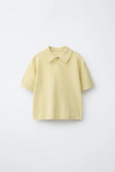 KNIT COTTON LINEN POLO SHIRT