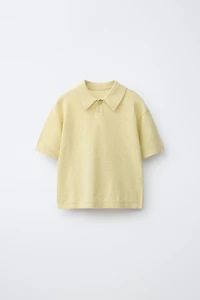 KNIT COTTON LINEN POLO SHIRT
