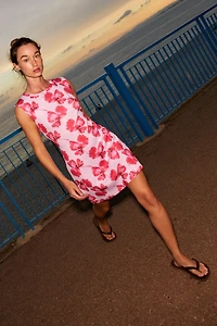 JACQUARD FLORAL KNIT MINI DRESS