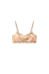 SOUTIEN-GORGE 100 % SOIE BRODÉ ET DENTELLE