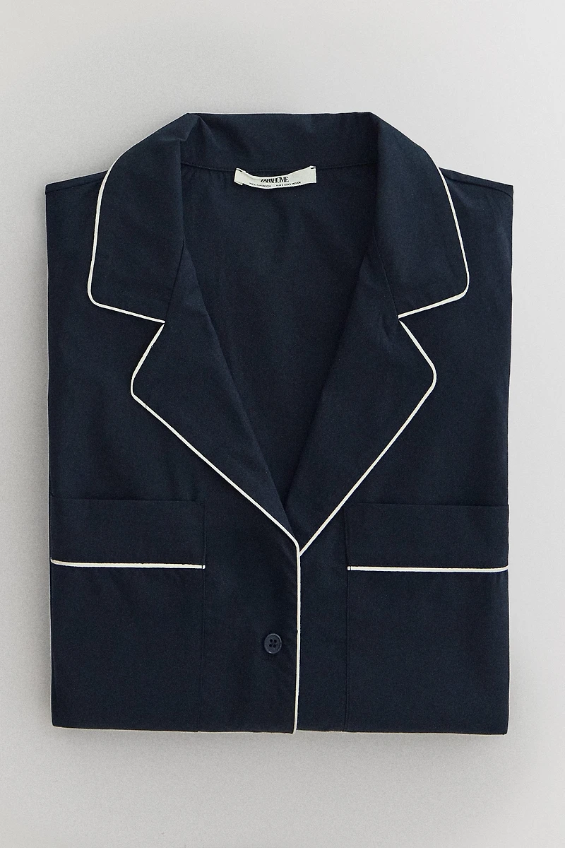 PIPING COTTON SHIRT