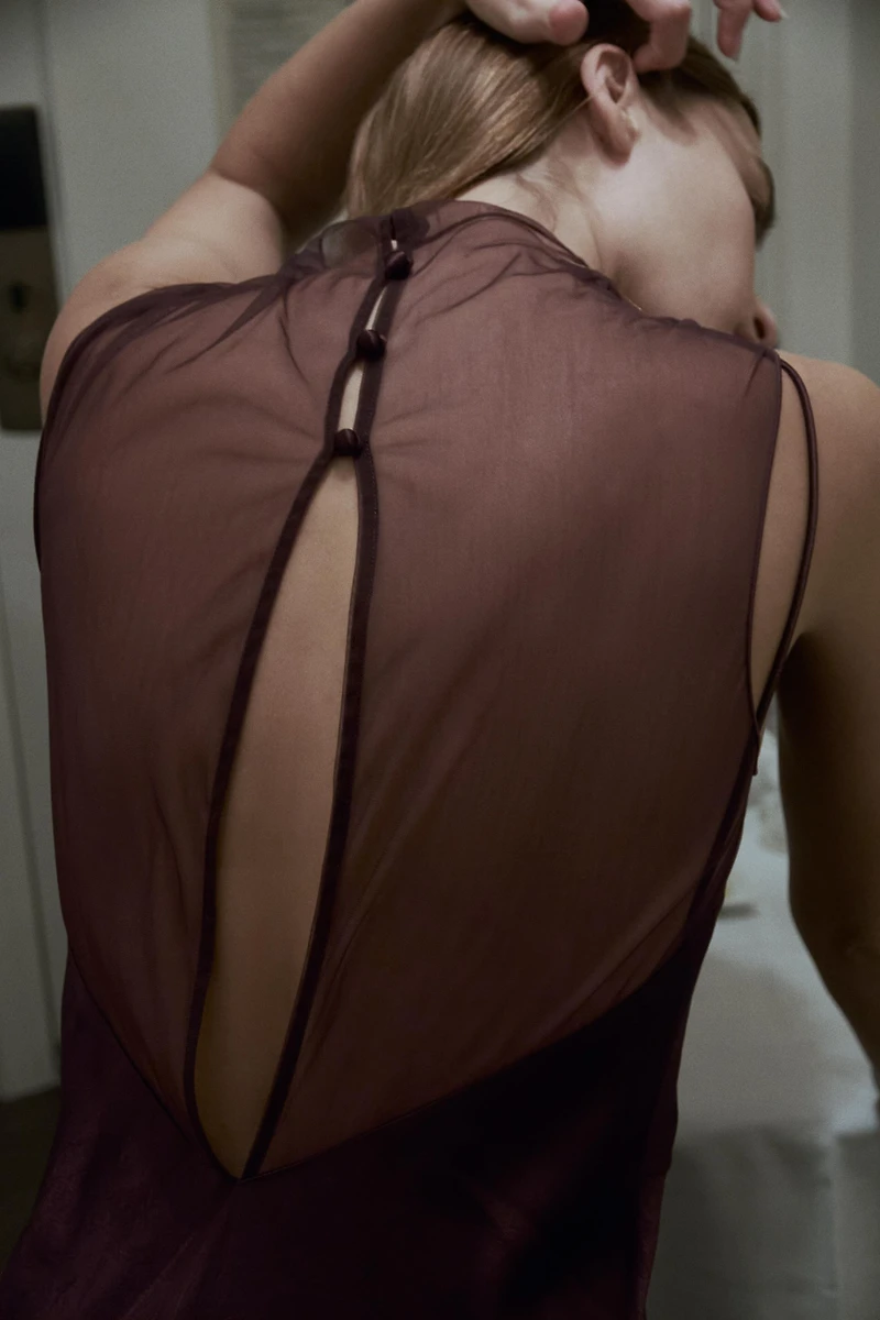 ROBE LONGUE SATINÉE MESH